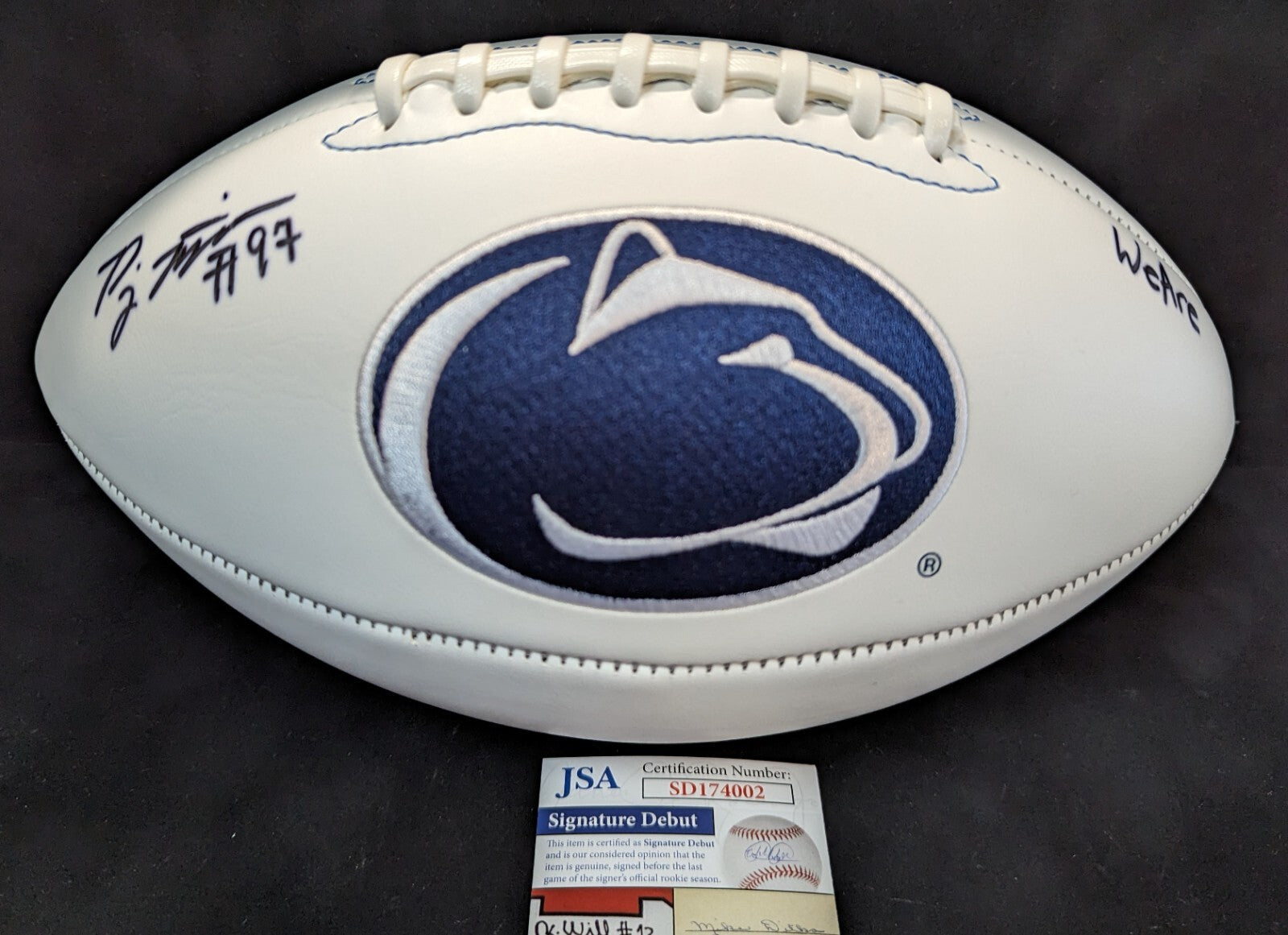 Penn State Psu Pj Mustipher Autographed Signed Inscribed Logo Football Jsa Coa