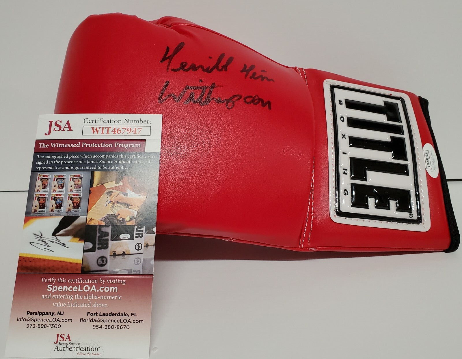 Tim Witherspoon Autographed Signed Boxing Glove Jsa Coa