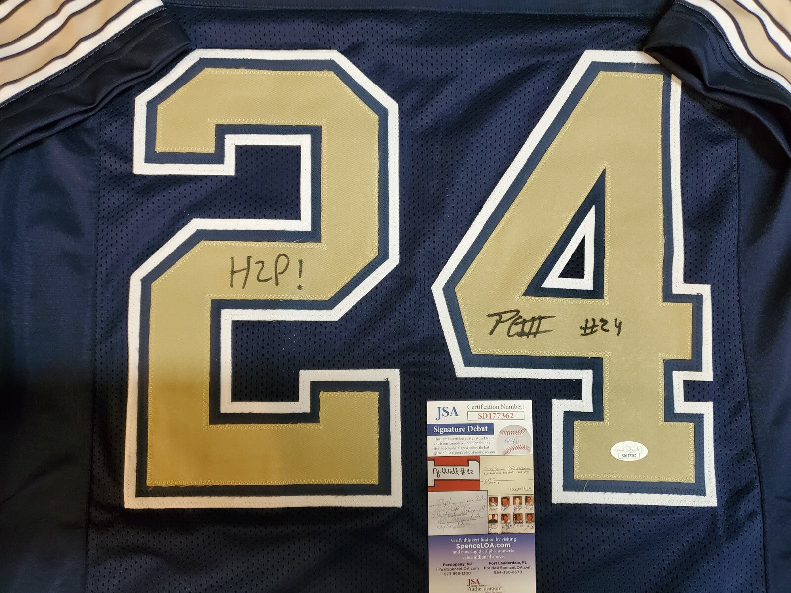 Pitt Panthers Phil Campbell Iii Signed Inscribed "H2p!" Jersey Jsa Coa