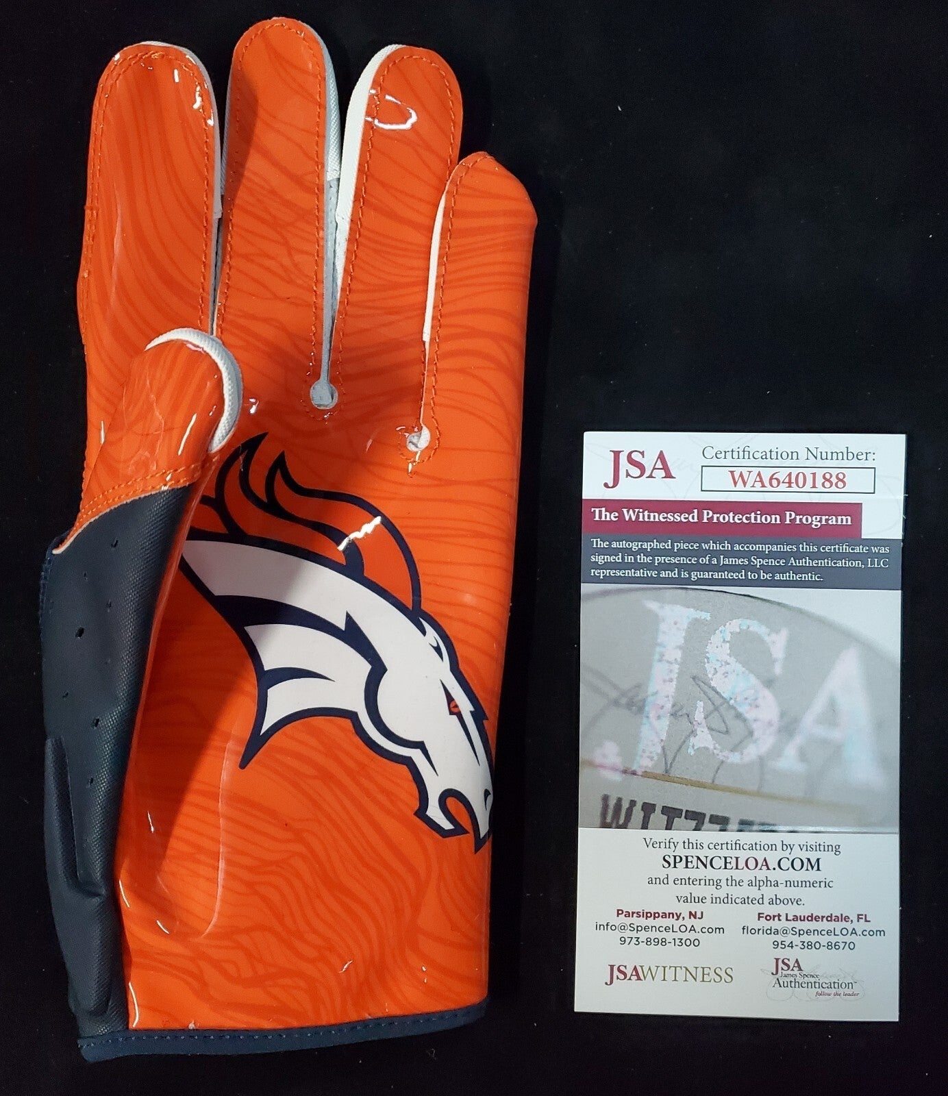 Denver Broncos Damarri Mathis Autographed Signed Glove Jsa Coa