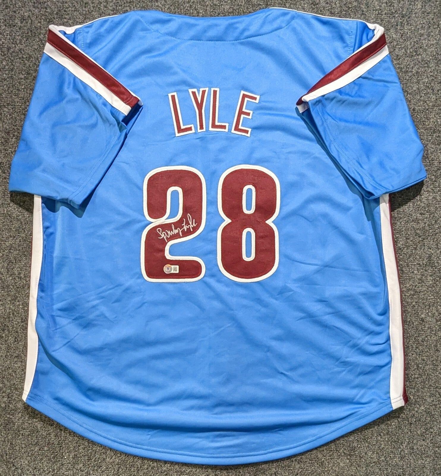Philadelphia Phillies Albert "Sparky" Lyle  Signed Custom Jersey Beckett Holo