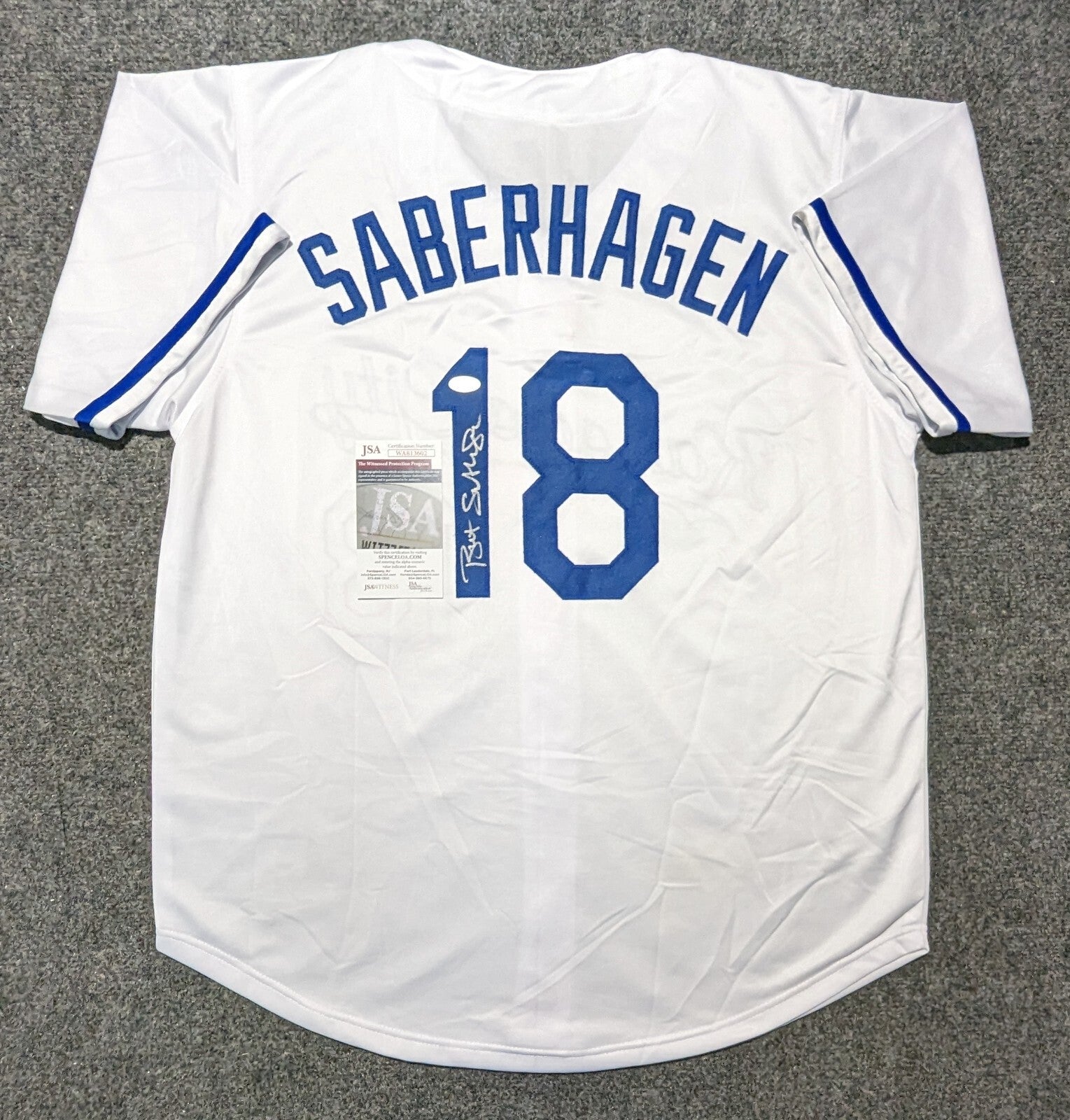 Kansas City Royals Bret Saberhagen Autographed Signed Custom Jersey Jsa Coa
