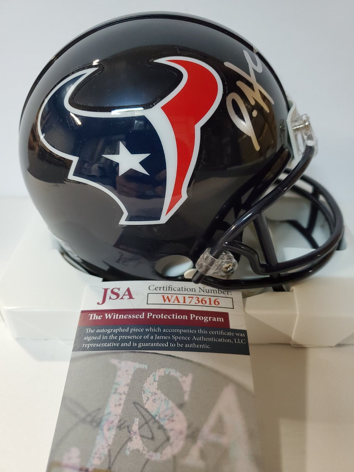Houston Texans Daesean Hamilton Signed Inscribed Vsr Mini Helmet Jsa Coa