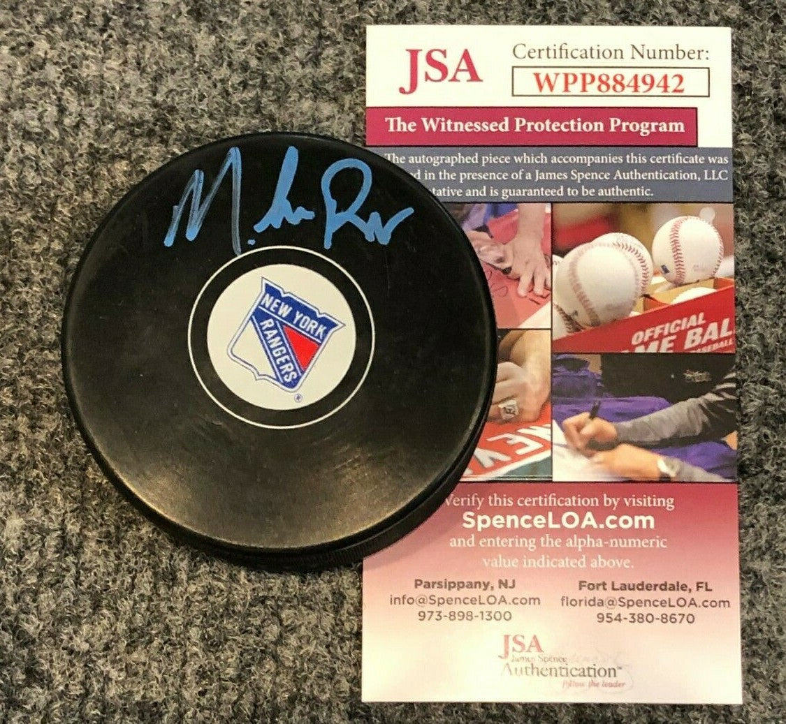 Mike Richter Autographed Signed N.Y. Rangers Logo Puck Jsa Coa