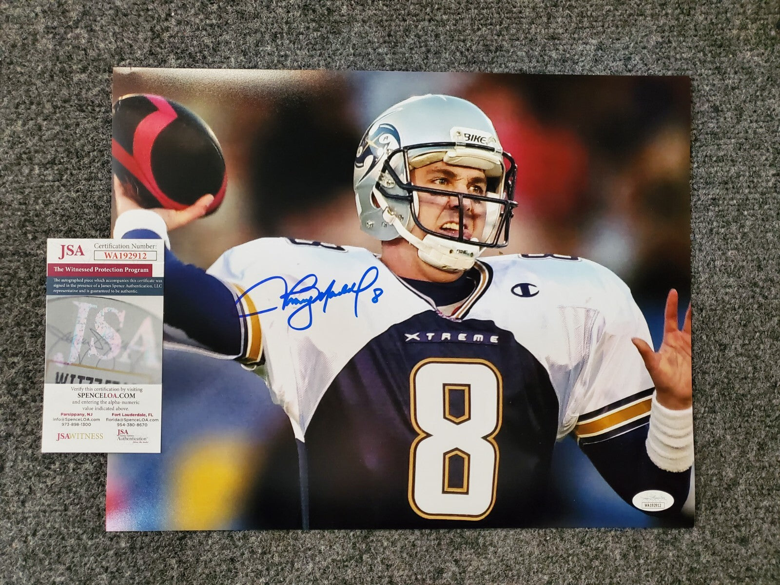 Los Angeles Xtreme Tommy Maddox Autographed Signed 11X14 Photo Jsa Coa