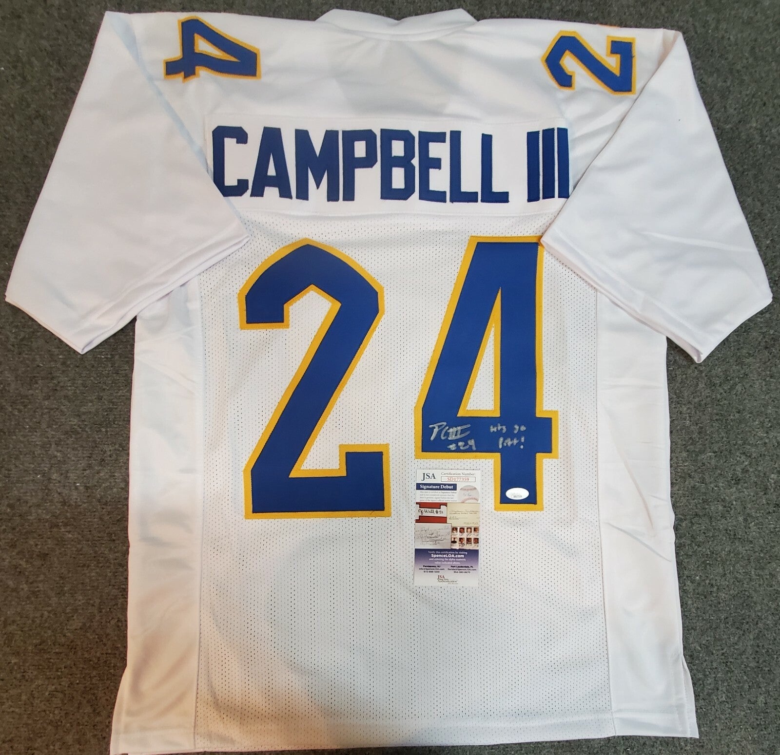 Pitt Panthers Phil Campbell Iii Signed Inscr. "Lets Go Pitt!" Jersey Jsa Coa