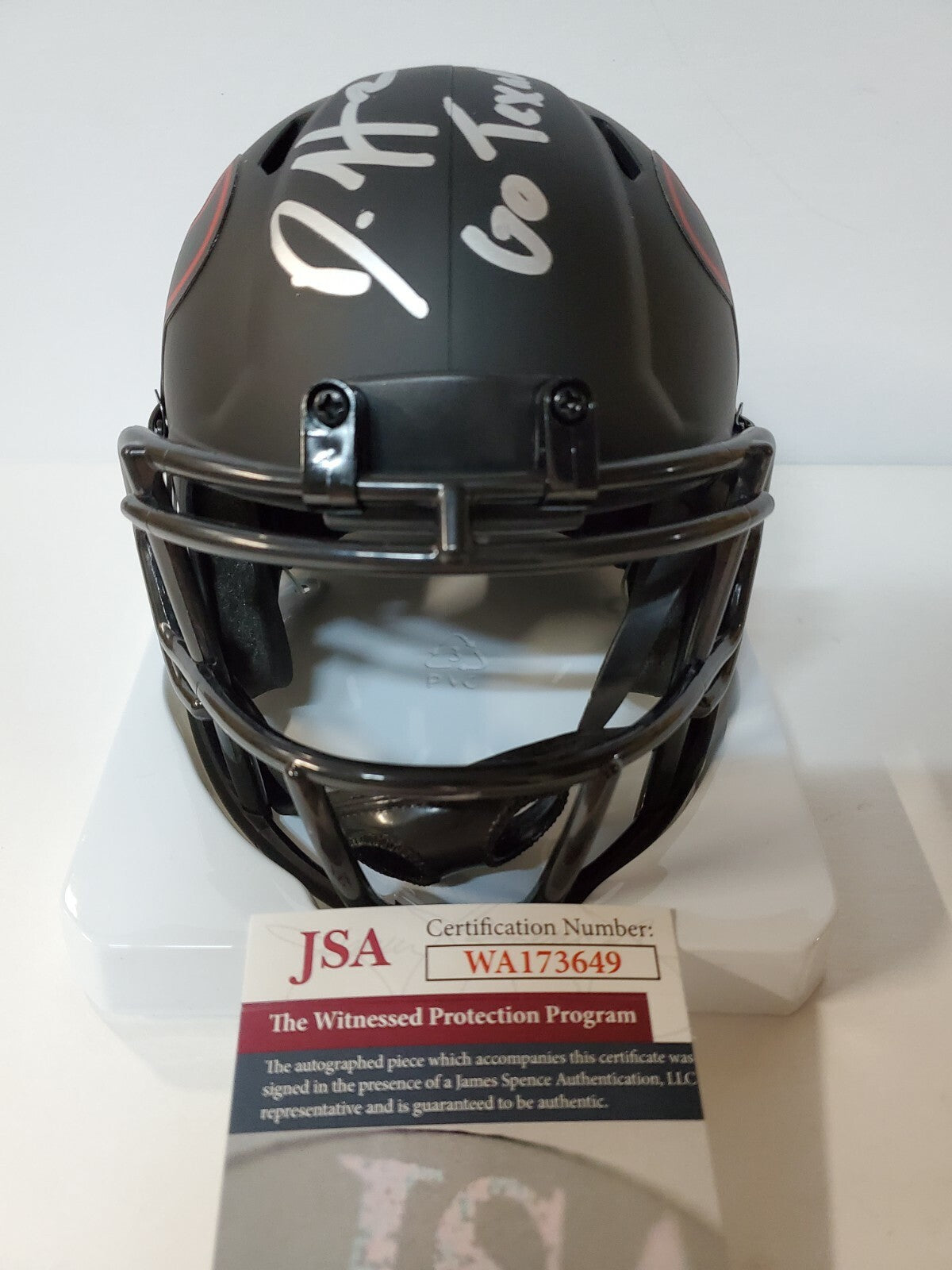 Houston Texans Daesean Hamilton Signed Inscribed Eclipse Mini Helmet Jsa Coa