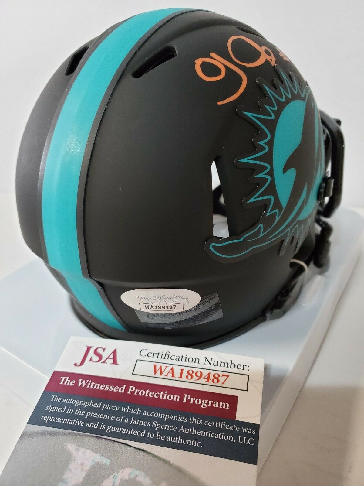Oj Mcduffie Autographed Signed Miami Dolphins Speed Eclipse Mini Helmet Jsa Coa