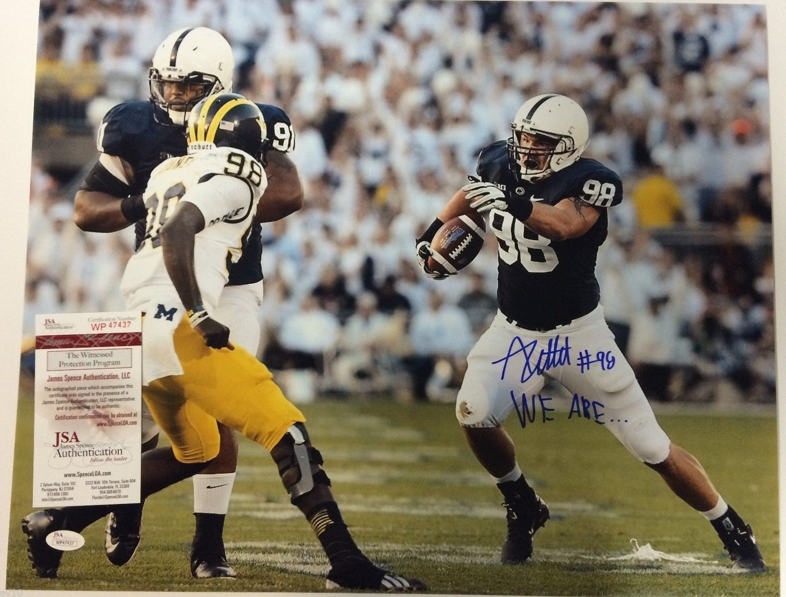Anthony Zettel Autographed Signed Insc. Penn State 16X20 Photo Jsa  Coa