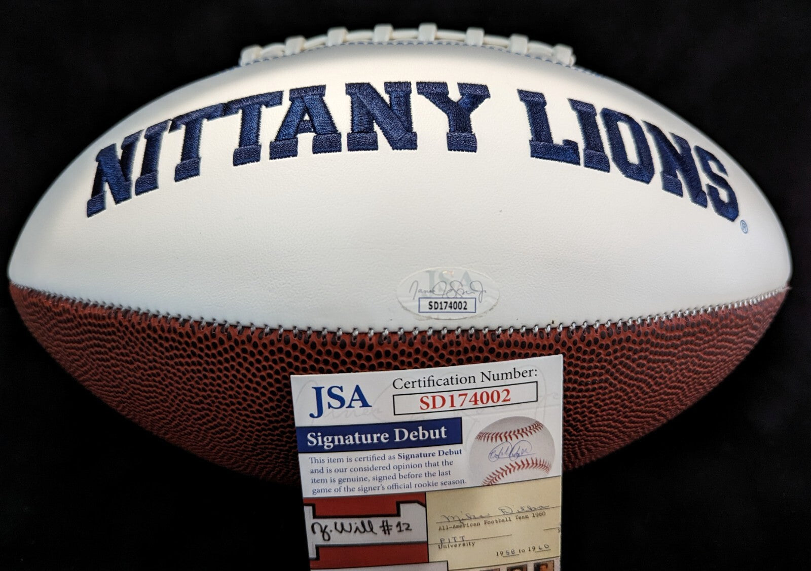 Penn State Psu Pj Mustipher Autographed Signed Inscribed Logo Football Jsa Coa