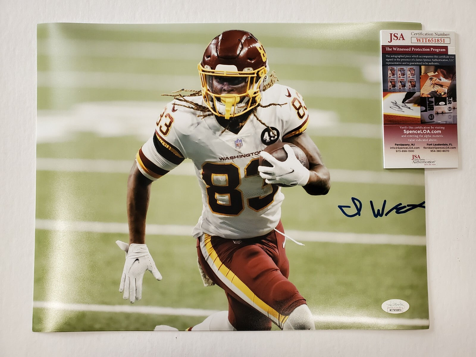 Washington Football Team Isaiah Wright Autographed 11X14 Photo Jsa Coa
