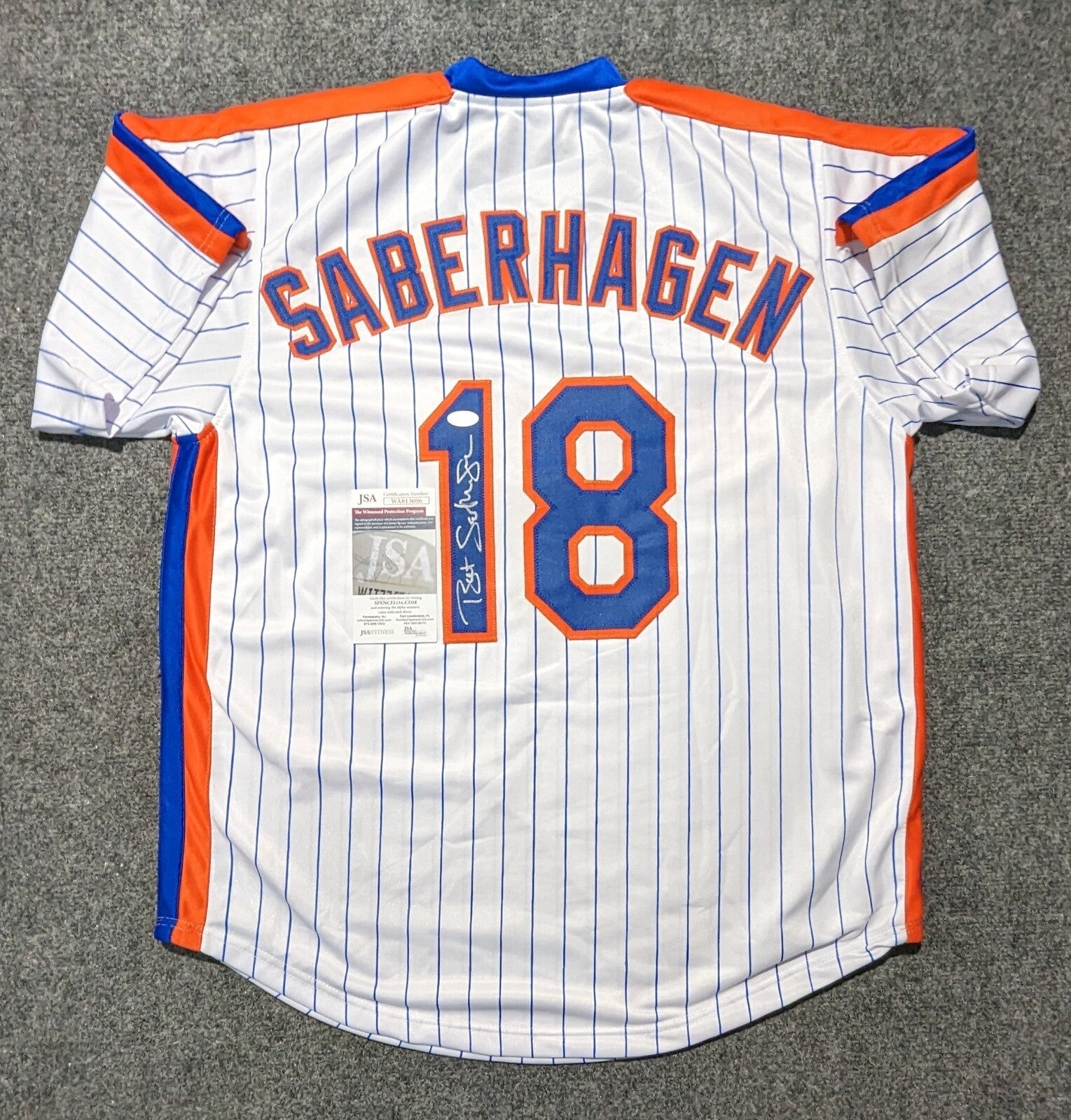 New York Mets Bret Saberhagen Autographed Signed Custom Jersey Jsa Coa