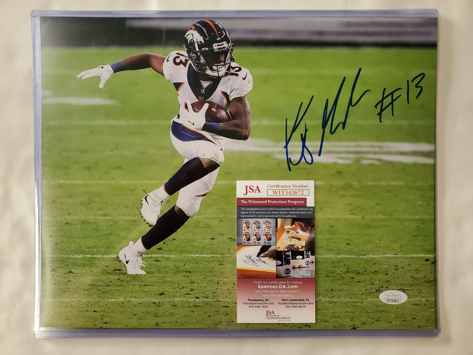 Kj Hamler Autographed Signed Denver Broncos 11X14 Photo Jsa Coa