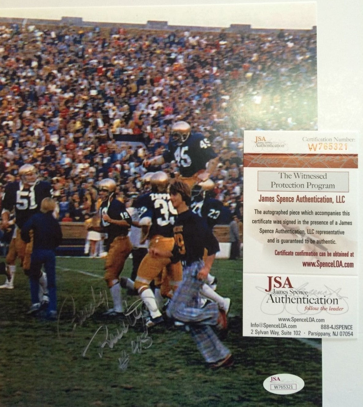 Rudy Ruettiger Autographed Signed Notre Dame 8X10 Photo Jsa  Coa