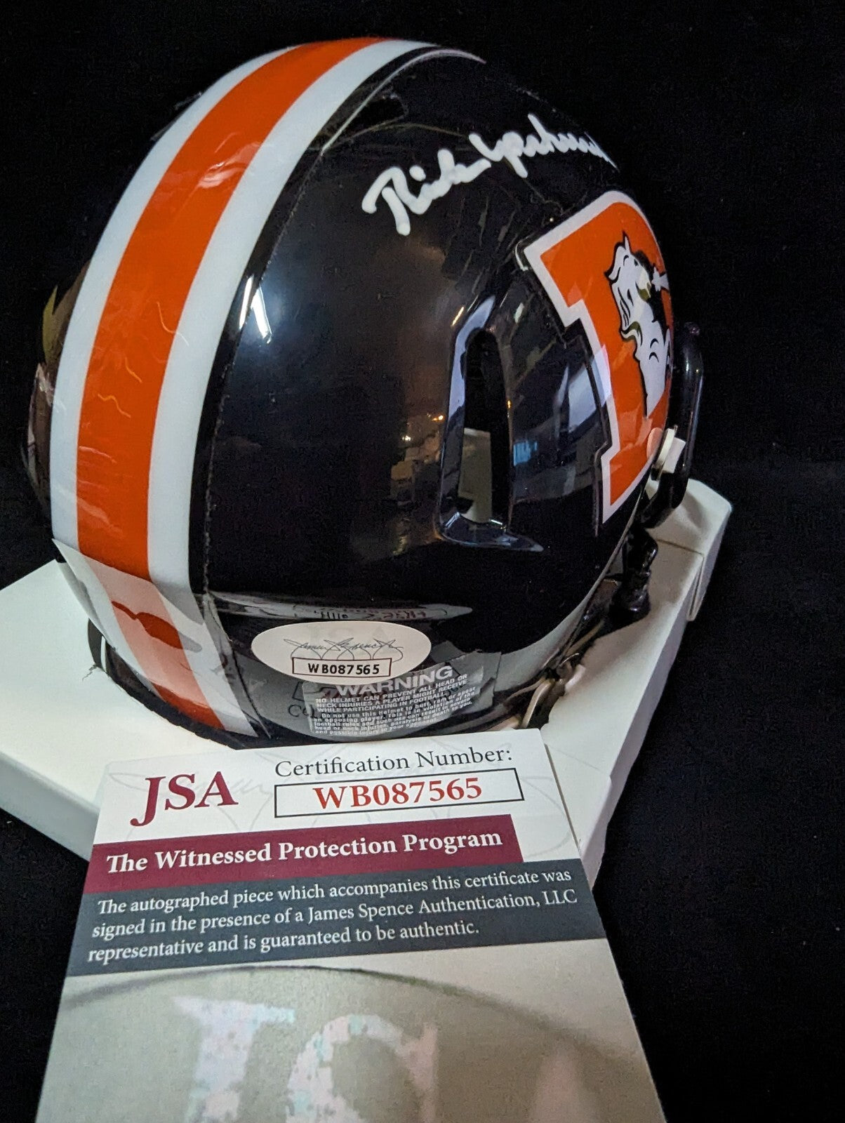 Denver Broncos Rick Upchurch Autographed Inscribed Throwback Mini Helmet Jsa Coa