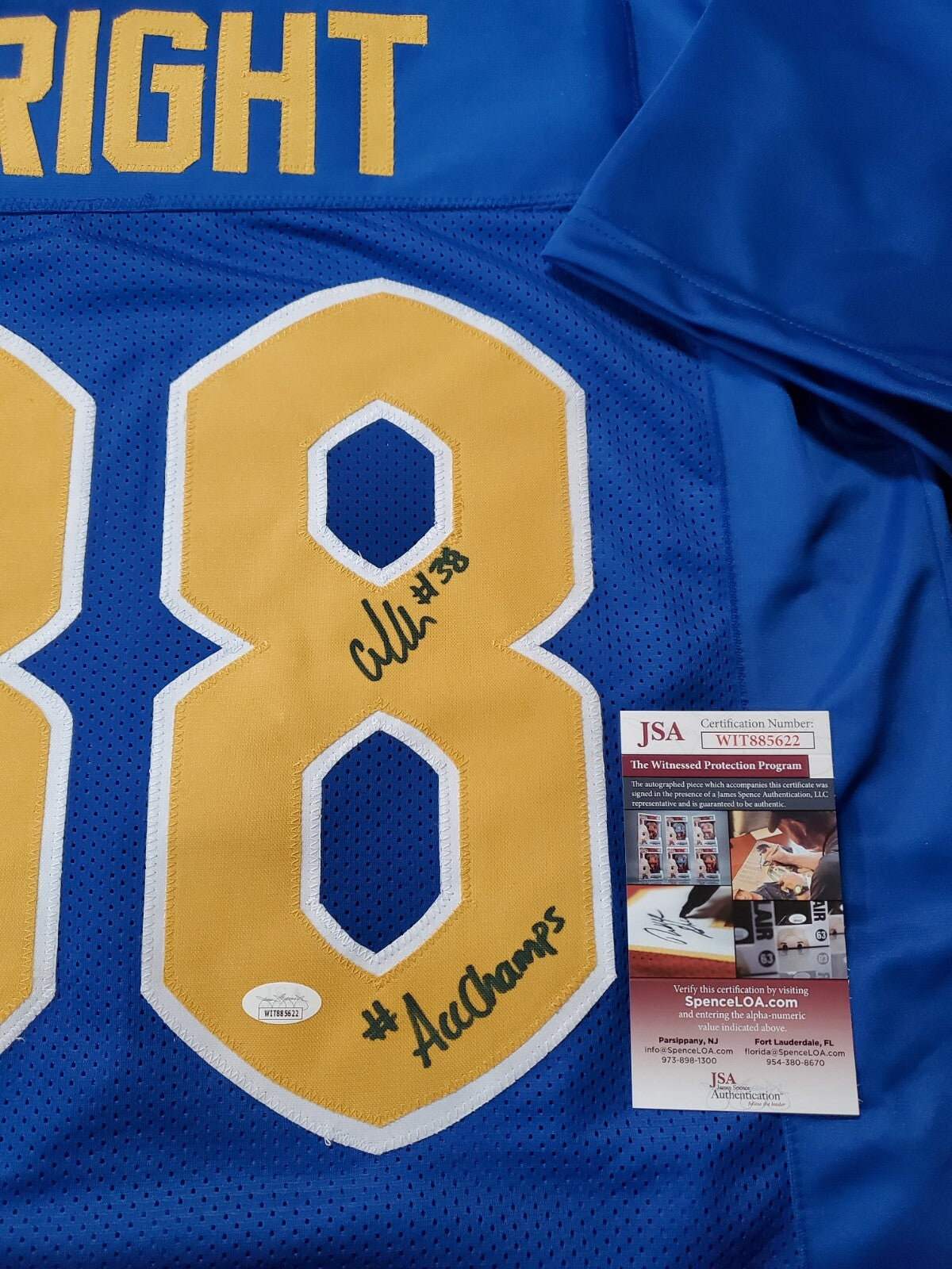 Pitt Panthers Cam Bright Autographed Signed Inscribed Jersey Jsa Coa