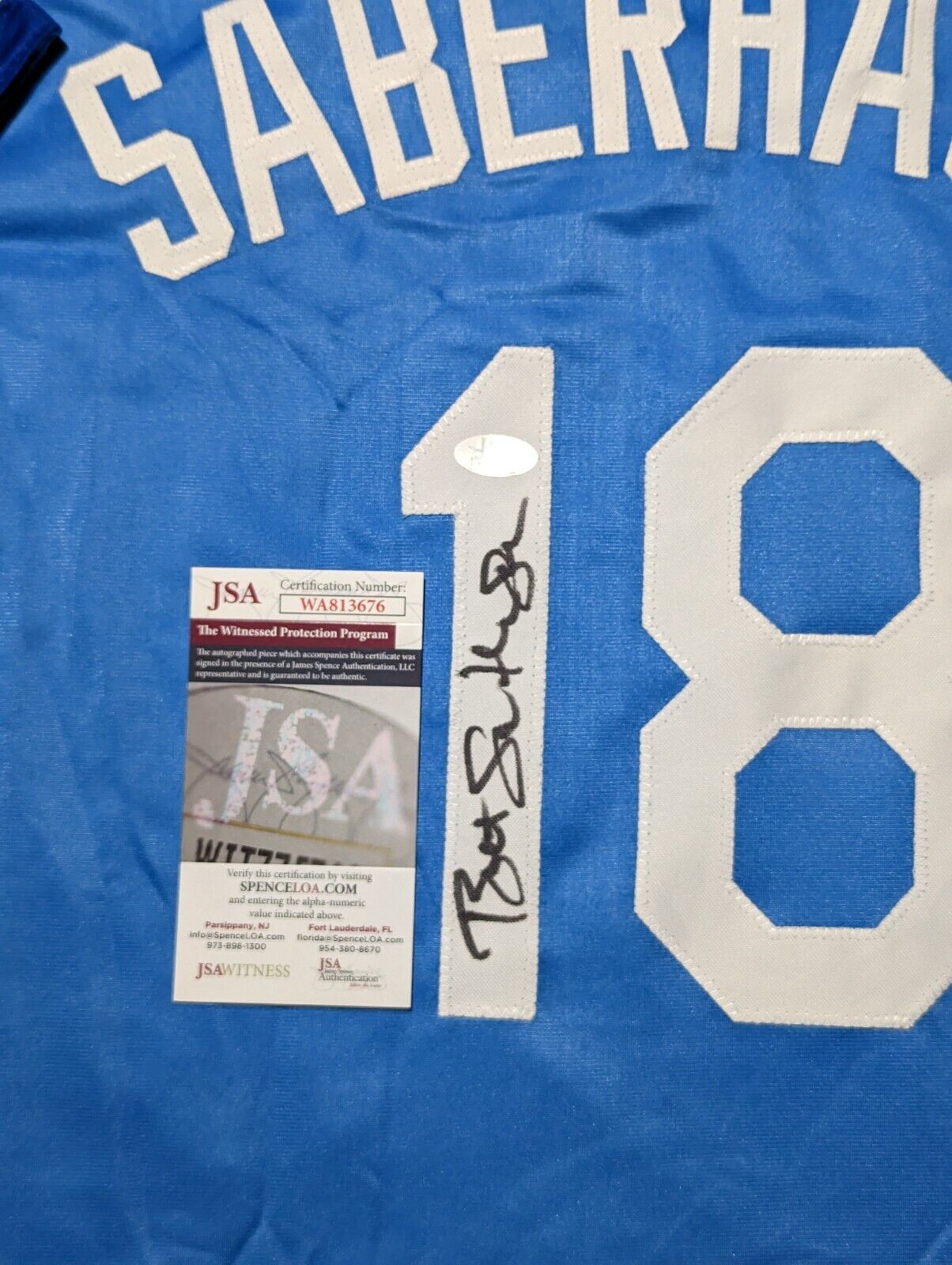 Kansas City Royals Bret Saberhagen Autographed Signed Custom Jersey Jsa Coa