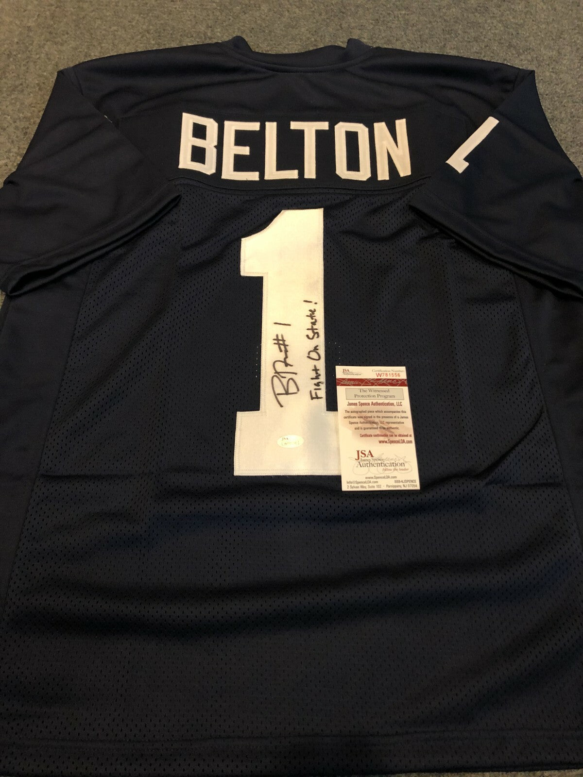 Penn State Bill Belton Autographed Signed Inscribed Jersey Jsa Coa