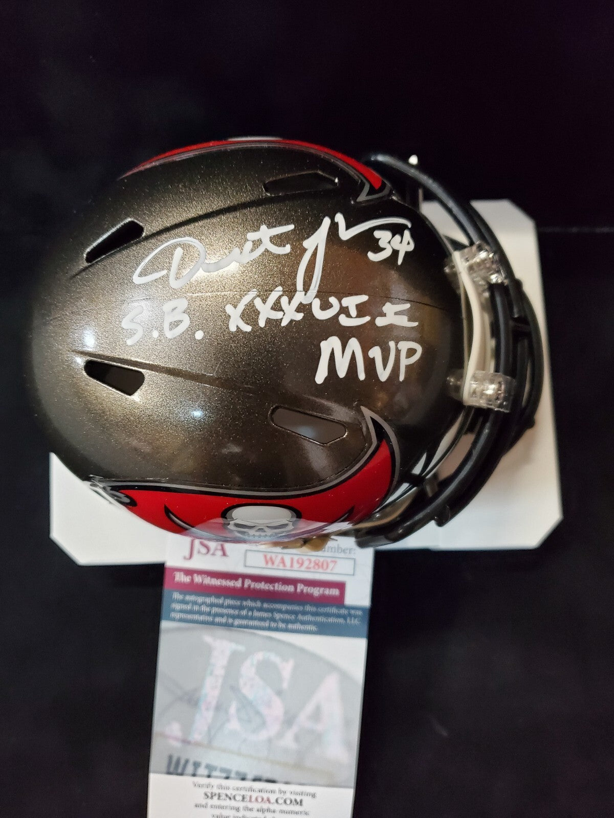 Tampa Bay Buccaneers Dexter Jackson Signed Inscribed Speed Mini Helmet Jsa Coa