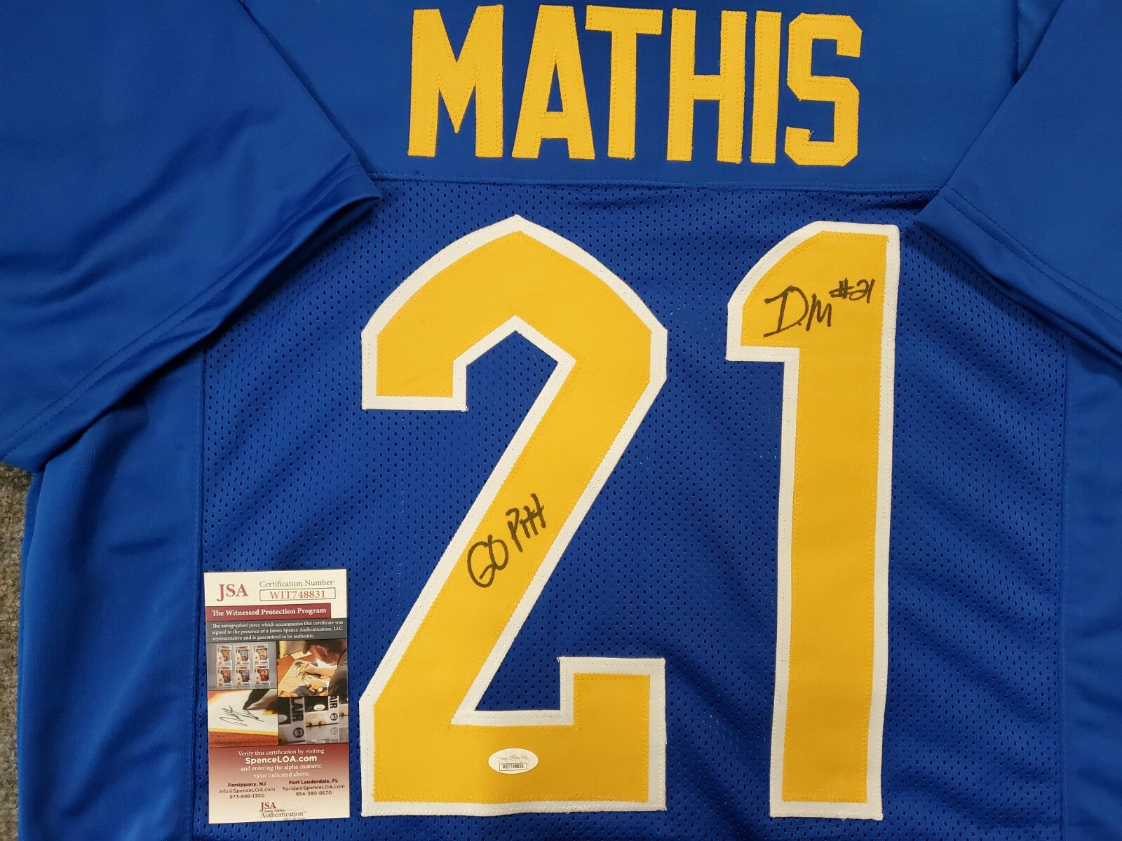 Pitt Panthers Damarri Mathis Autographed Signed Inscribed Jersey Jsa Coa