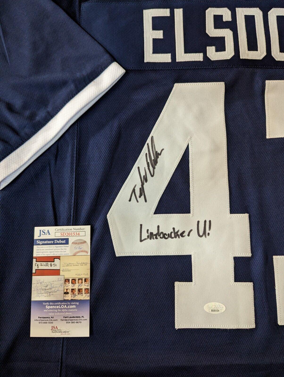 Penn State Tyler Elsdon Autographed Signed Inscribed Jersey Jsa Coa