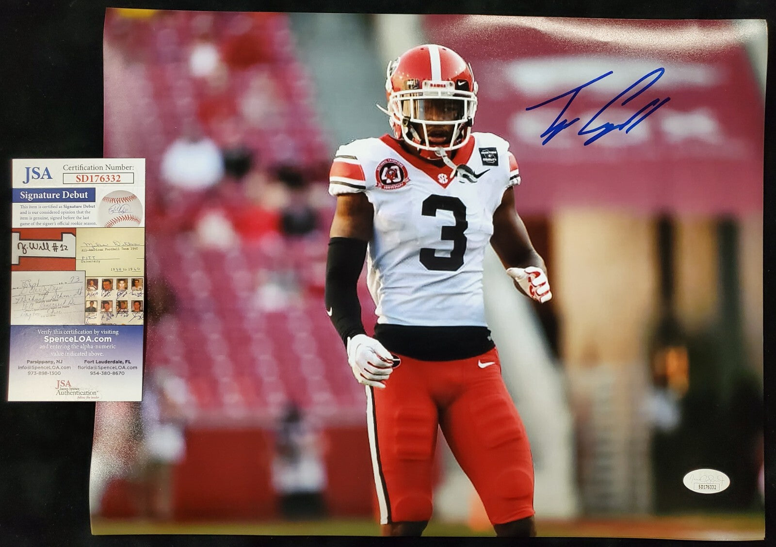 Georgia Bulldogs Tyson Campbell Autographed Signed 11X14 Photo Jsa Coa