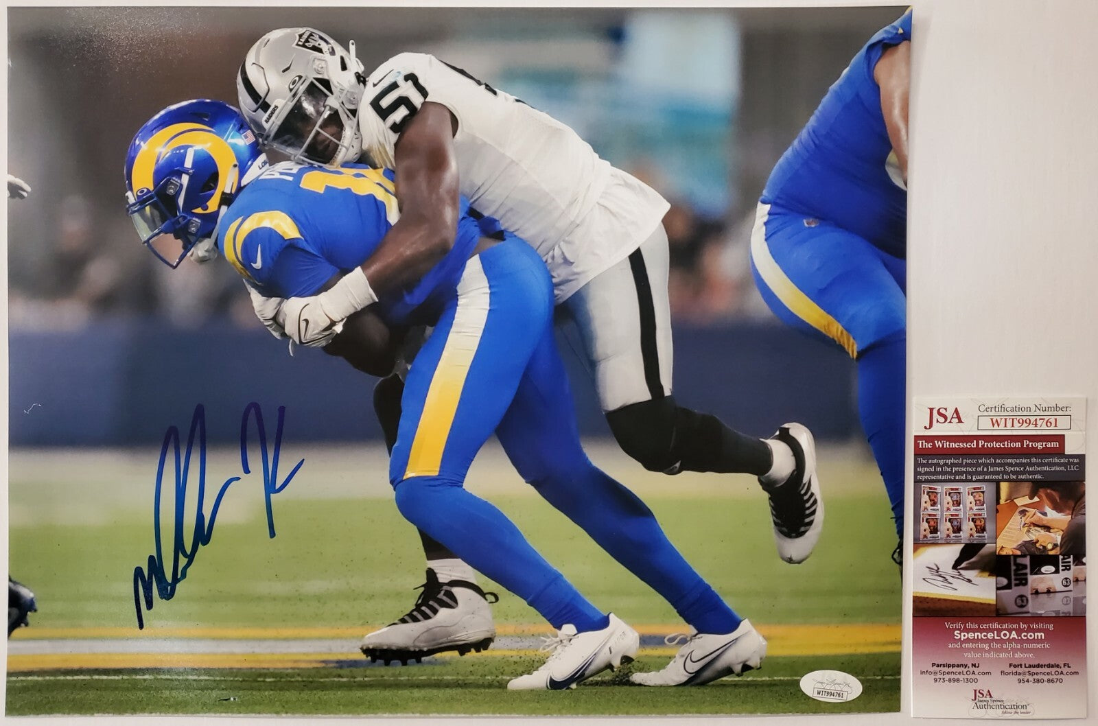 Las Vegas Raiders Malcolm Koonce Autographed 11X14 Photo Jsa Coa