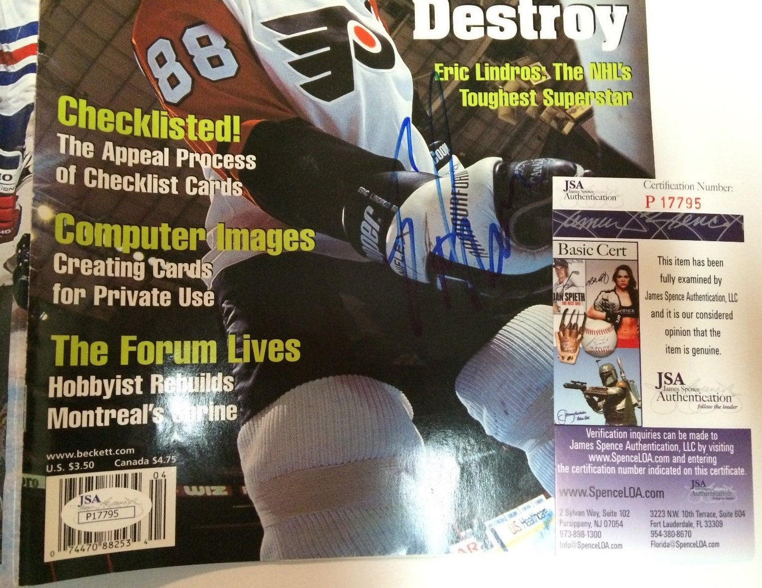 Eric Lindros And Andy Moog Autographed Signed Beckett Magazine Jsa Coa