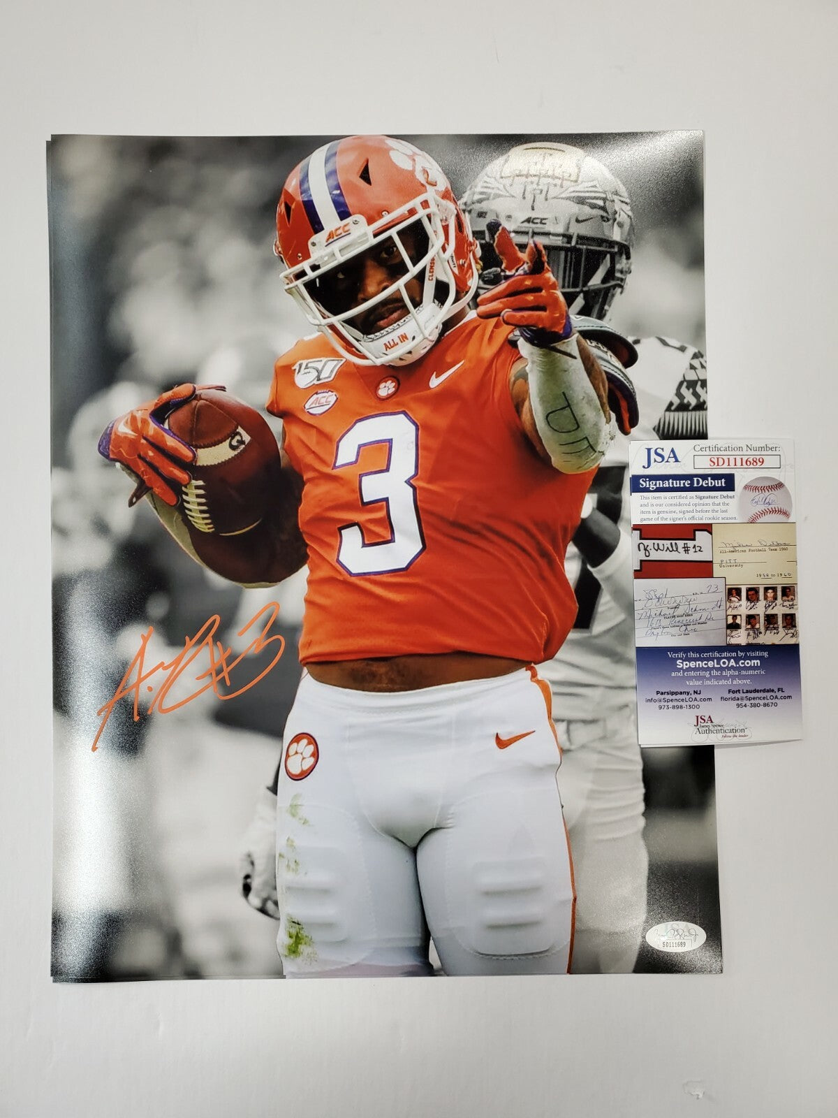 Clemson Tigers Amari Rodgers Autographed Signed 11X14 Photo Jsa  Coa