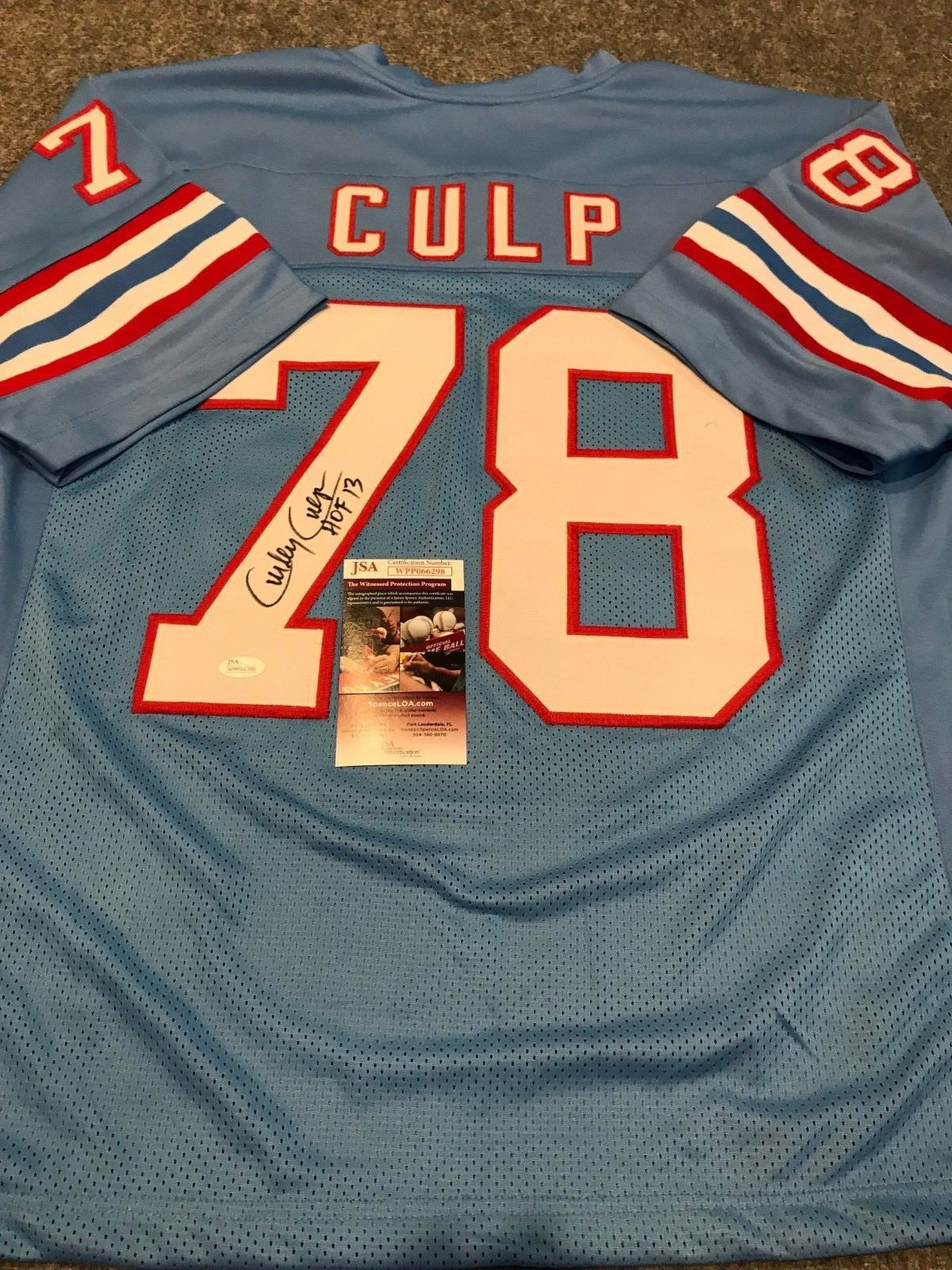 Houston Oilers Curley Culp Autographed Signed Inscribed Jersey Jsa  Coa