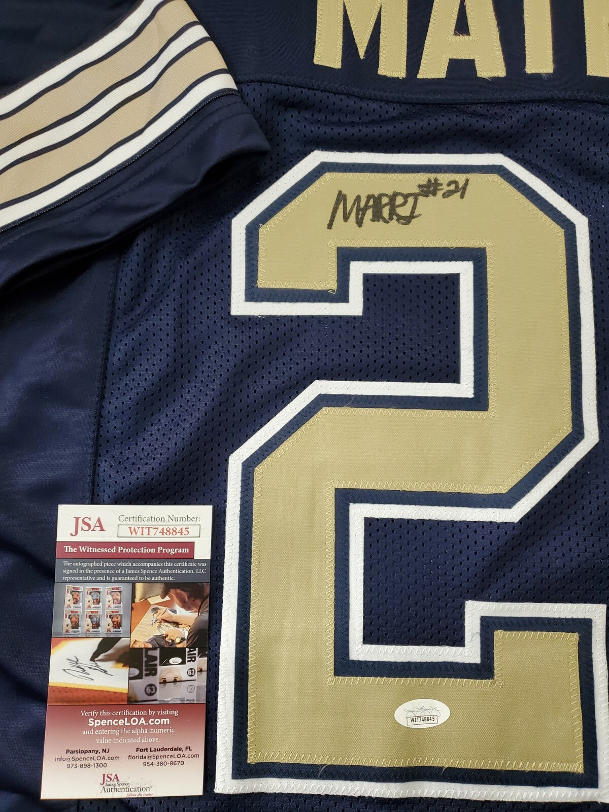 Pitt Panthers Damarri Mathis Autographed Signed Jersey Jsa Coa