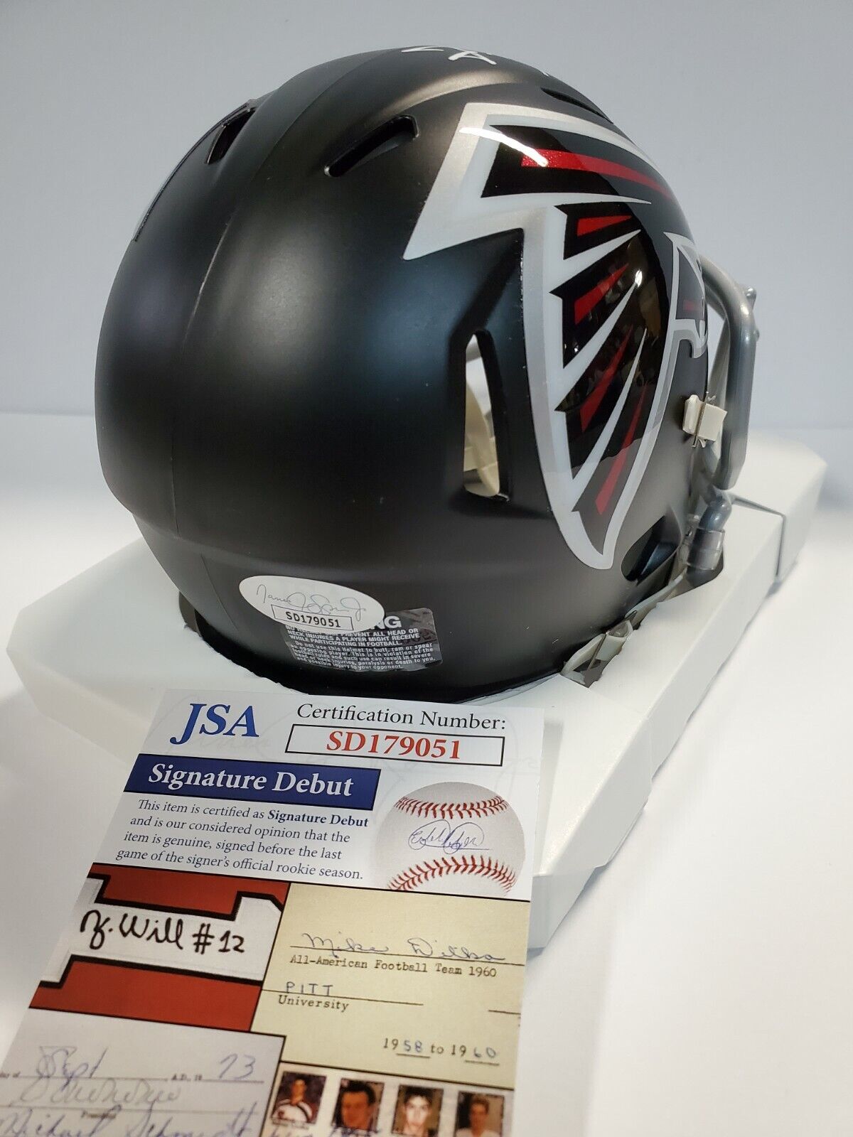 Atlanta Falcons Frank Darby Autographed Signed Speed Mini Helmet Jsa Coa