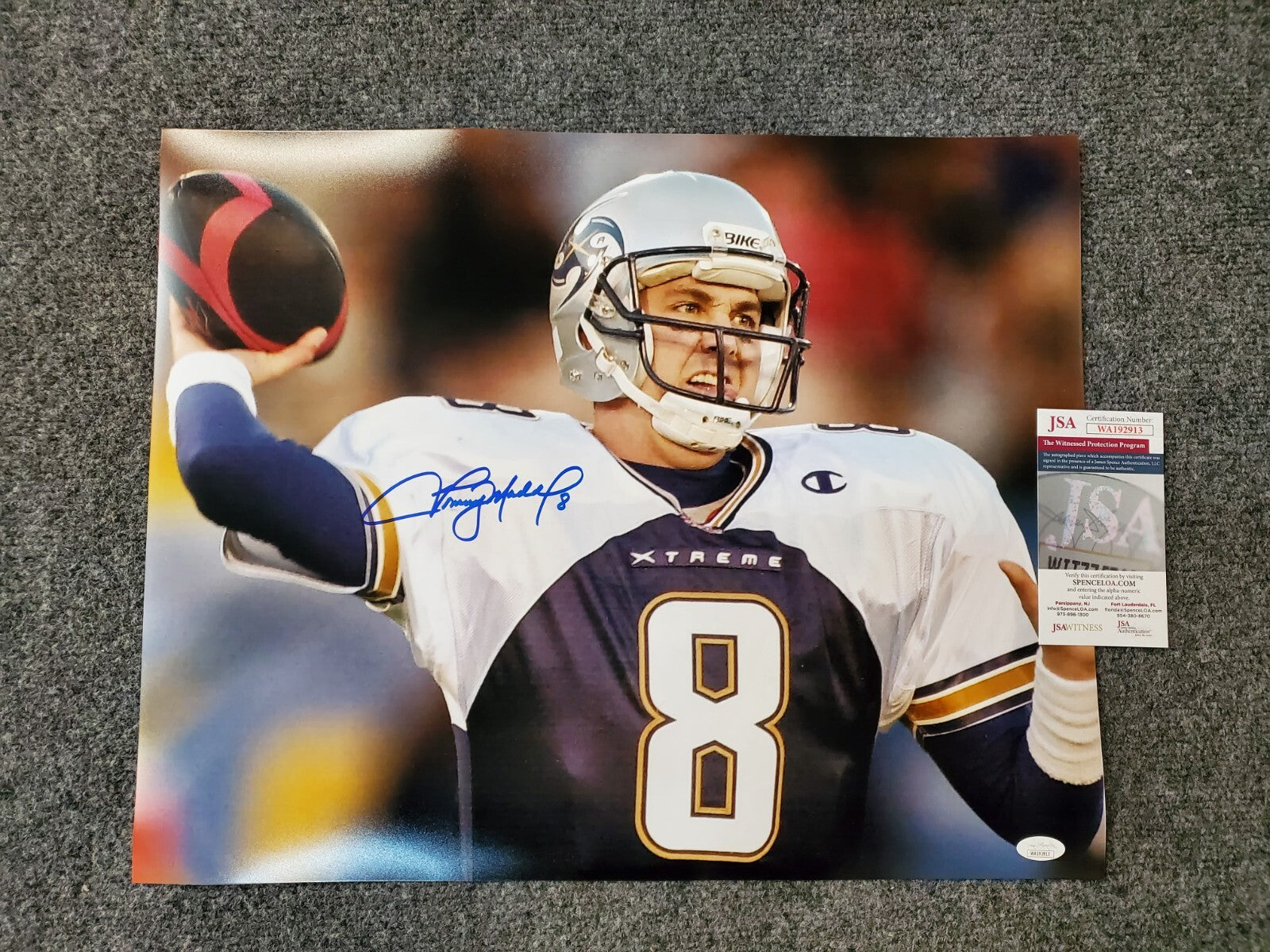 Los Angeles Xtreme Tommy Maddox Autographed Signed 16X20 Photo Jsa Coa