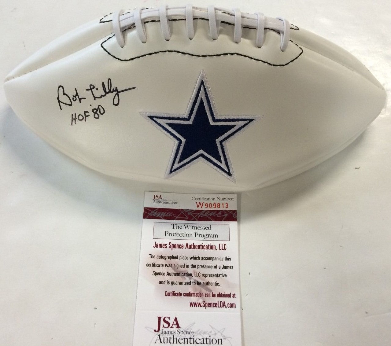 Bob Lilly Autographed Signed Inscribed Dallas Cowboys Logo Football Jsa Coa