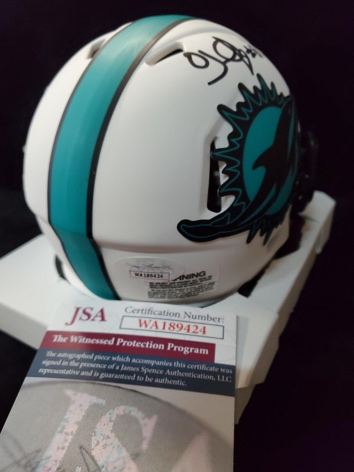 Oj Mcduffie Autographed Signed Miami Dolphins Speed Lunar Mini Helmet Jsa Coa