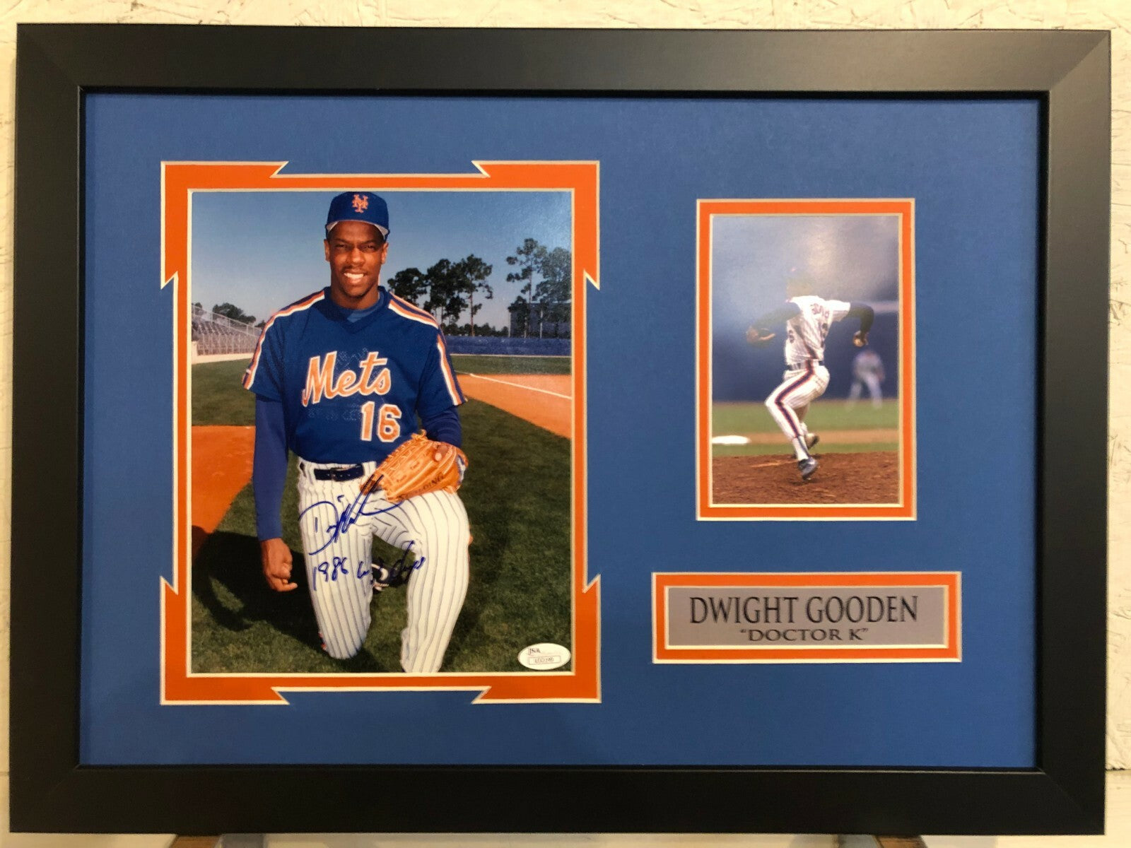 Framed Signed N.Y. Mets Dwight Gooden 8X10 Photo Collage Jsa Coa