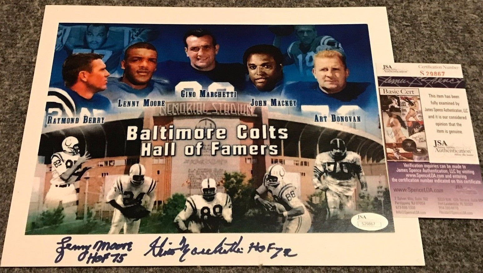 Lenny Moore And Gino Marchetti Autographed Signed Inscribed  8X10 Photo Jsa Coa