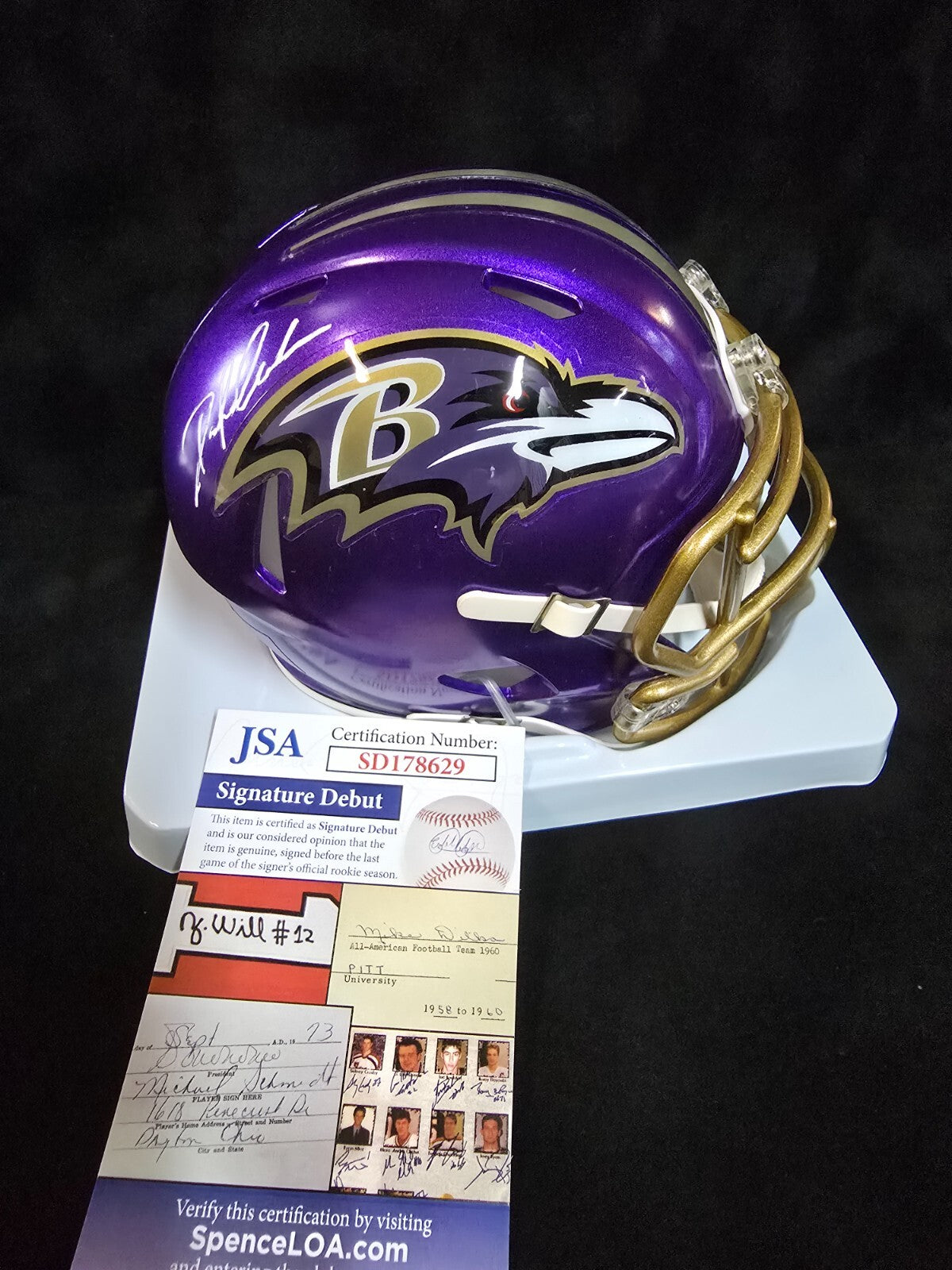 Baltimore Ravens Odafe Jayson Oweh Autographed Signed Flash Mini Helmet Jsa Coa