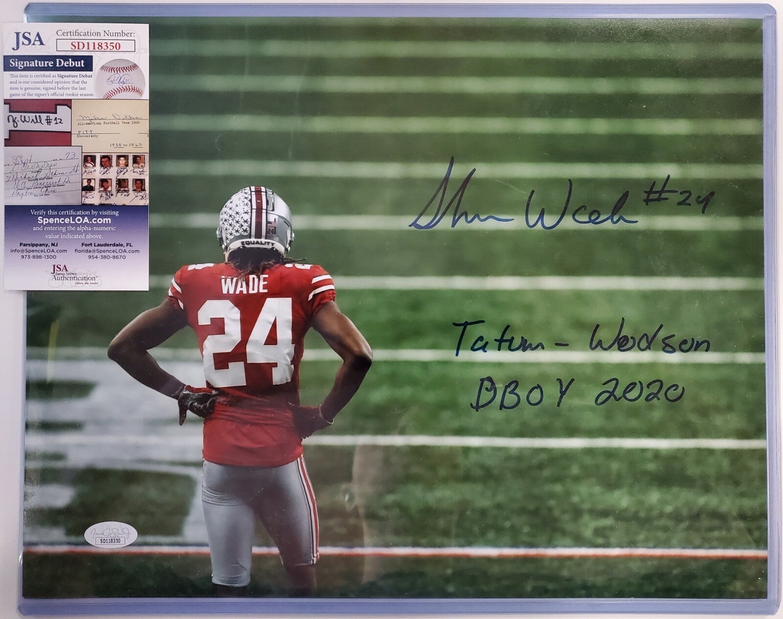 Ohio State Buckeyes Shaun Wade Autographed Inscribed 11X14 Photo Jsa Coa