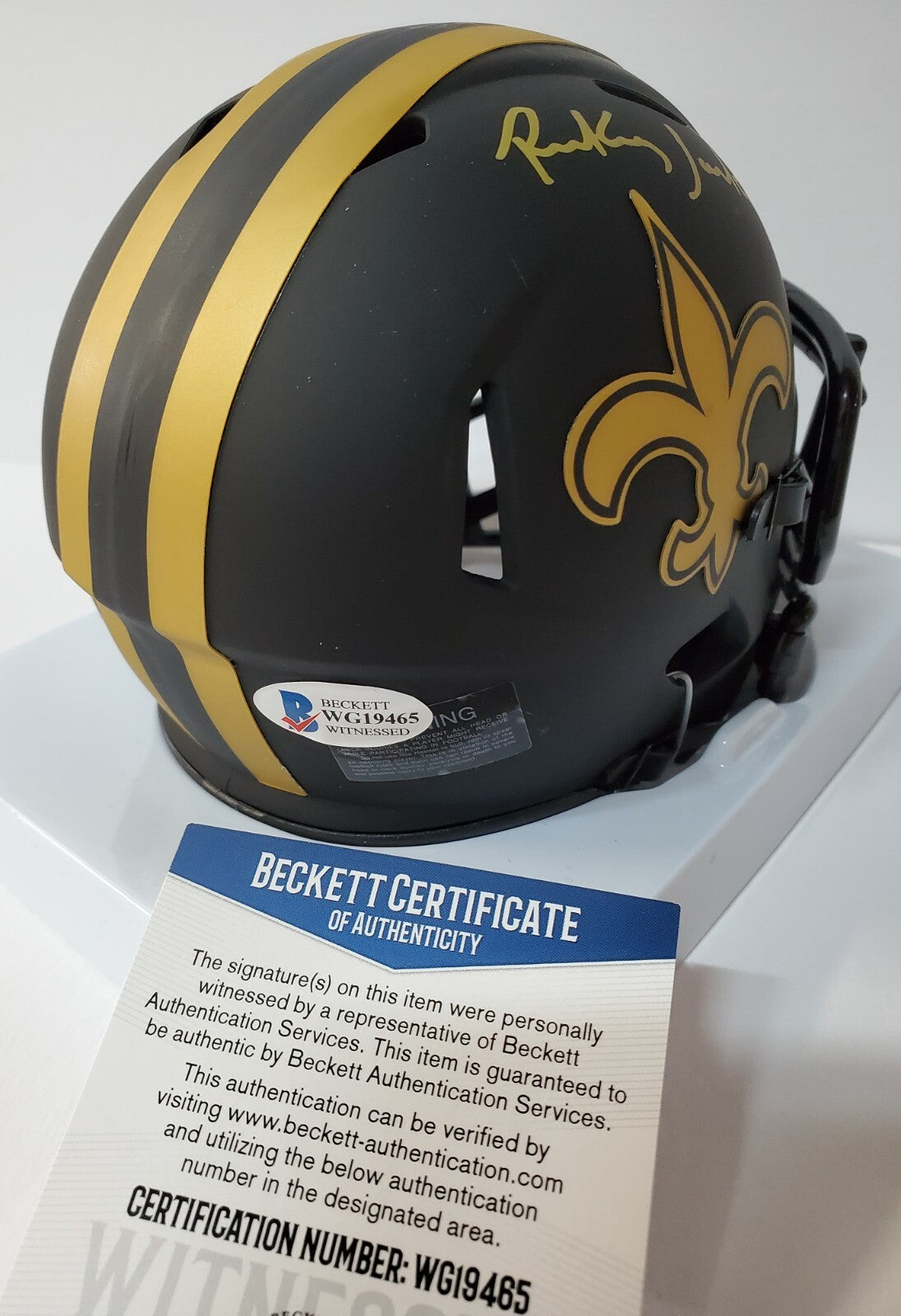 New Orleans Saints Rickey Jackson Signed Eclipse Mini Helmet Beckett Coa