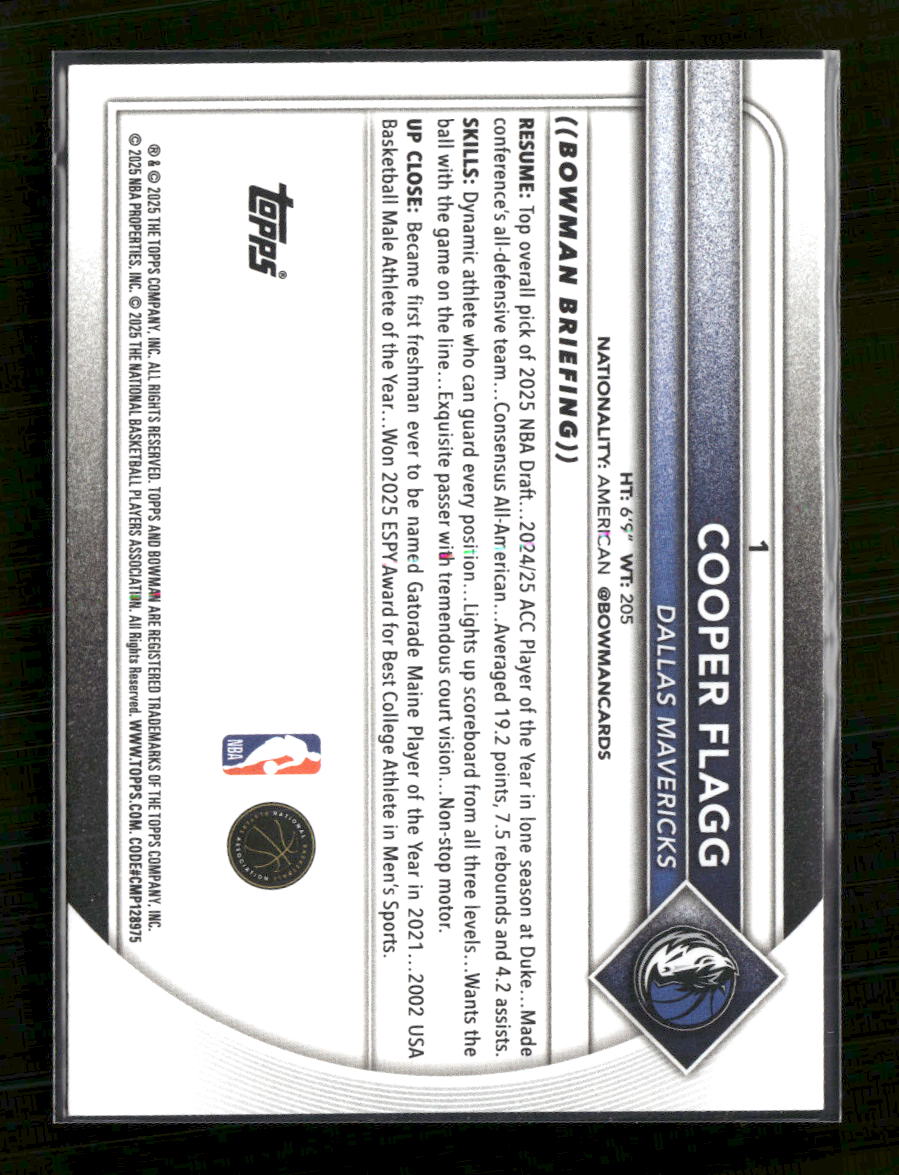 2025-26 Bowman Cooper Flagg Rookie #1