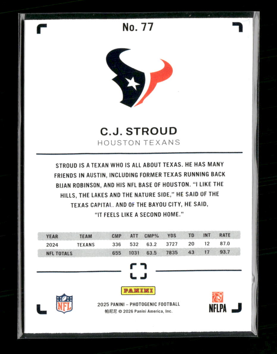 2025 Panini Photogenic Purple C.J. Stroud #/99 #77