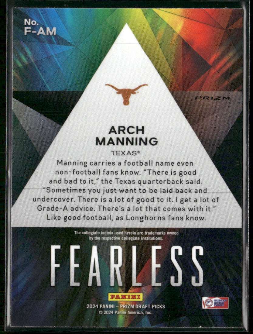 2024 Panini Prizm Draft Picks Fearless Red Ice Arch Manning #F-AM