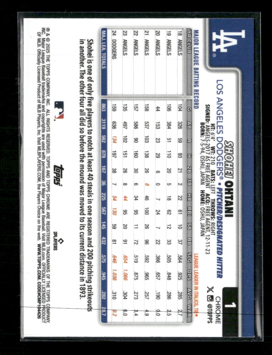 2025 Topps Chrome Shohei Ohtani #1
