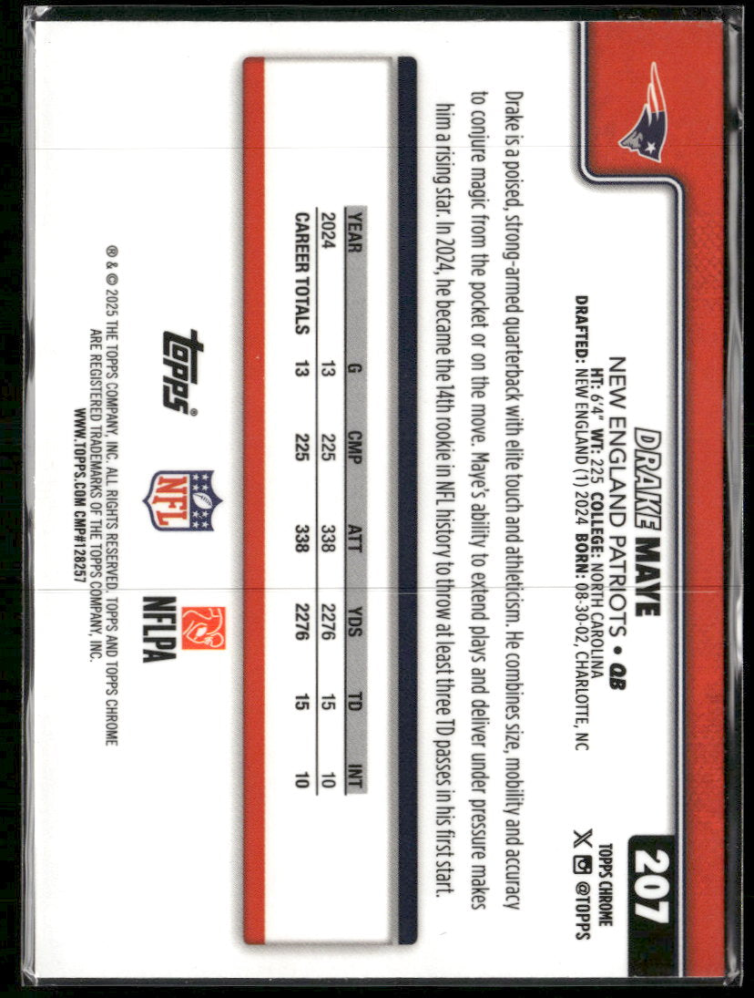 2025 Topps Chrome Lime Green X-Fractor Drake Maye #207