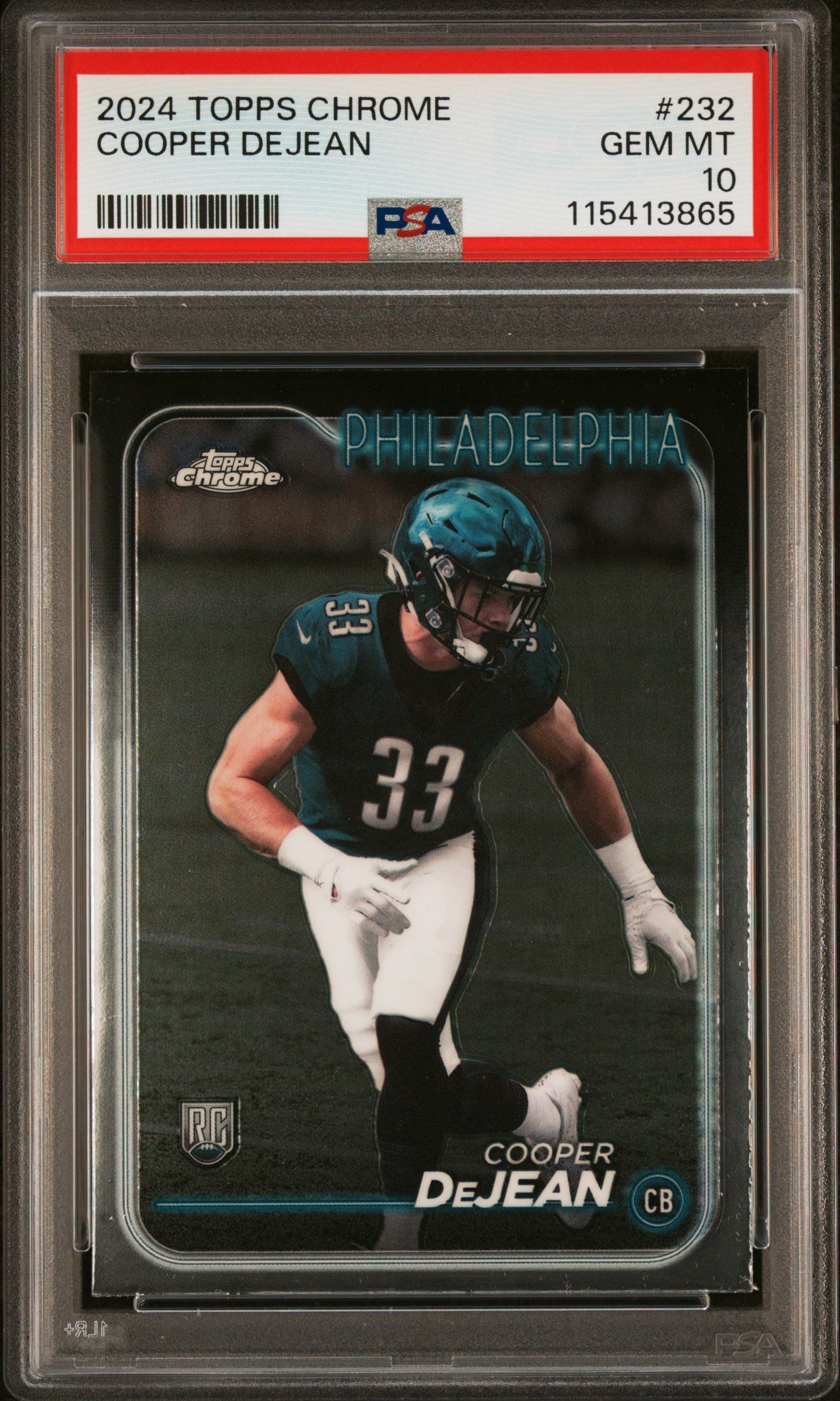 Graded 2024 Topps Chrome Cooper DeJean #232 Rookie RC Football Card PSA 10 Gem Mint
