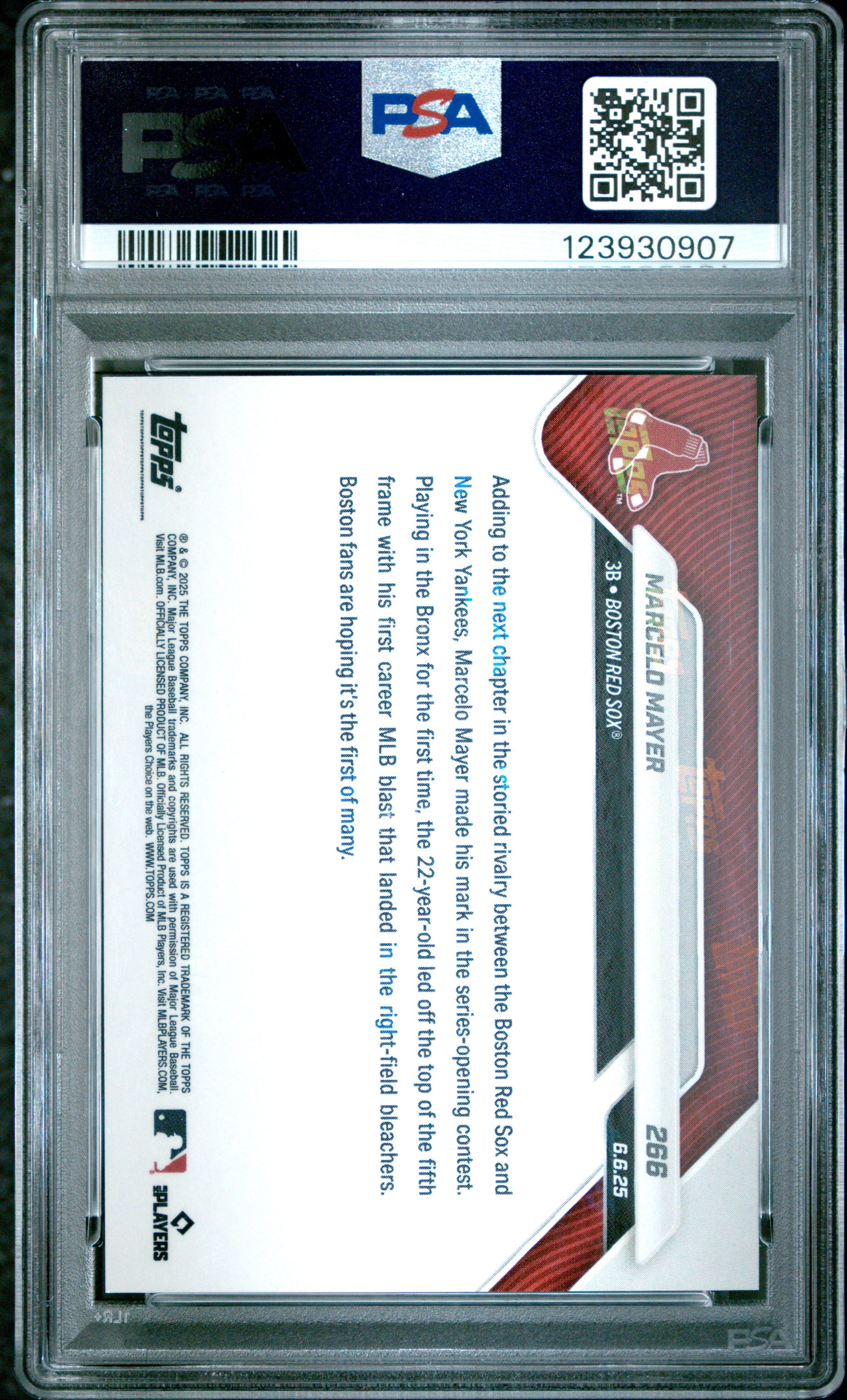 Graded 2025 Topps Now Marcelo Mayer #266 Orange Foil /25 Rookie RC Baseball Card PSA 10 Gem Mint