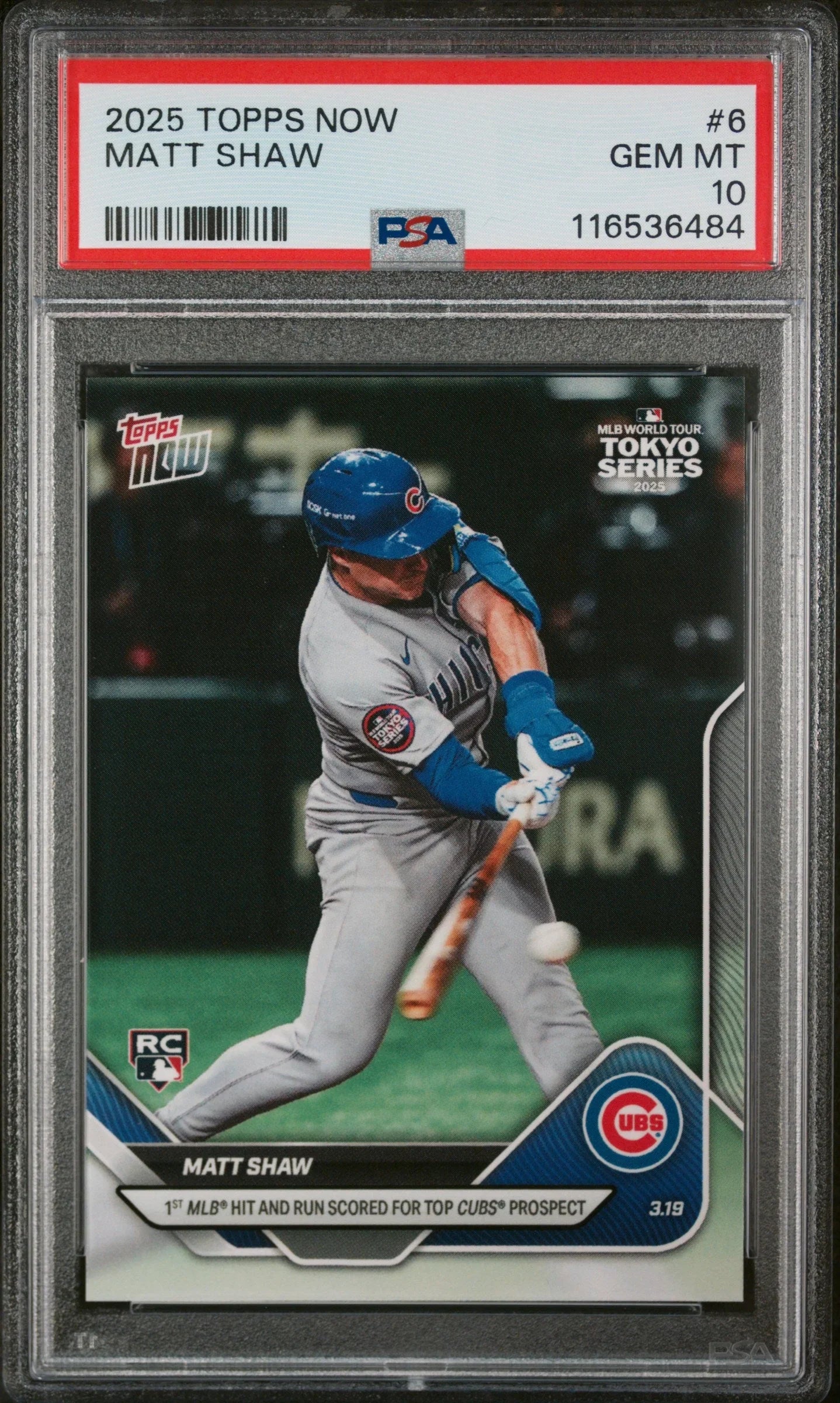 Graded 2025 Topps Now Matt Shaw #6 Rookie RC Baseball Card PSA 10 Gem Mint