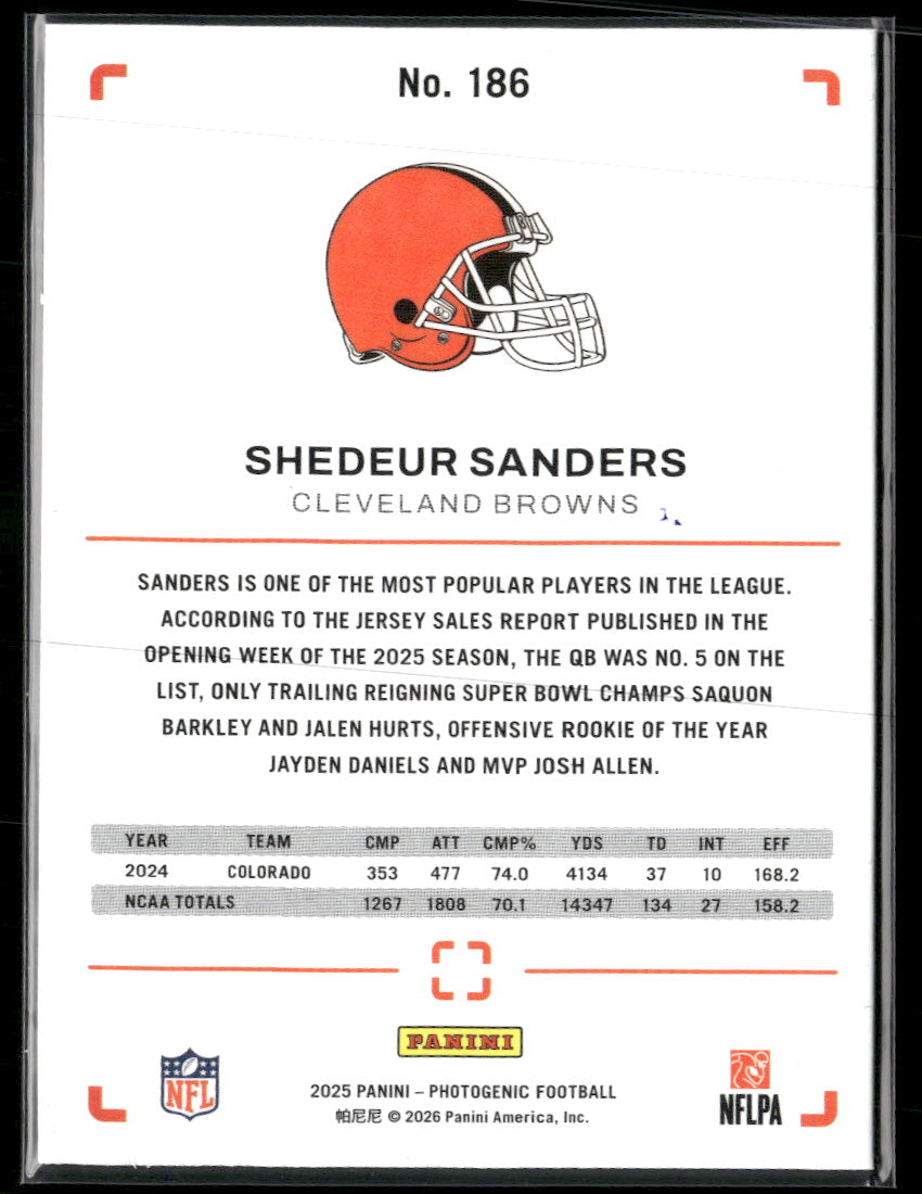 2025 Panini Photogenic Bronze Shedeur Sanders Rookie #/150 #186