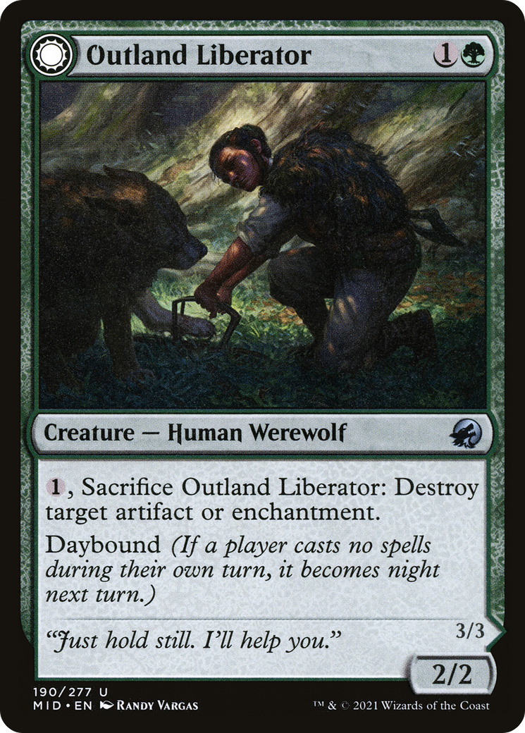Outland Liberator // Frenzied Trapbreaker (MID-190) - Innistrad: Midnight Hunt: (Double Faced Transform) Foil